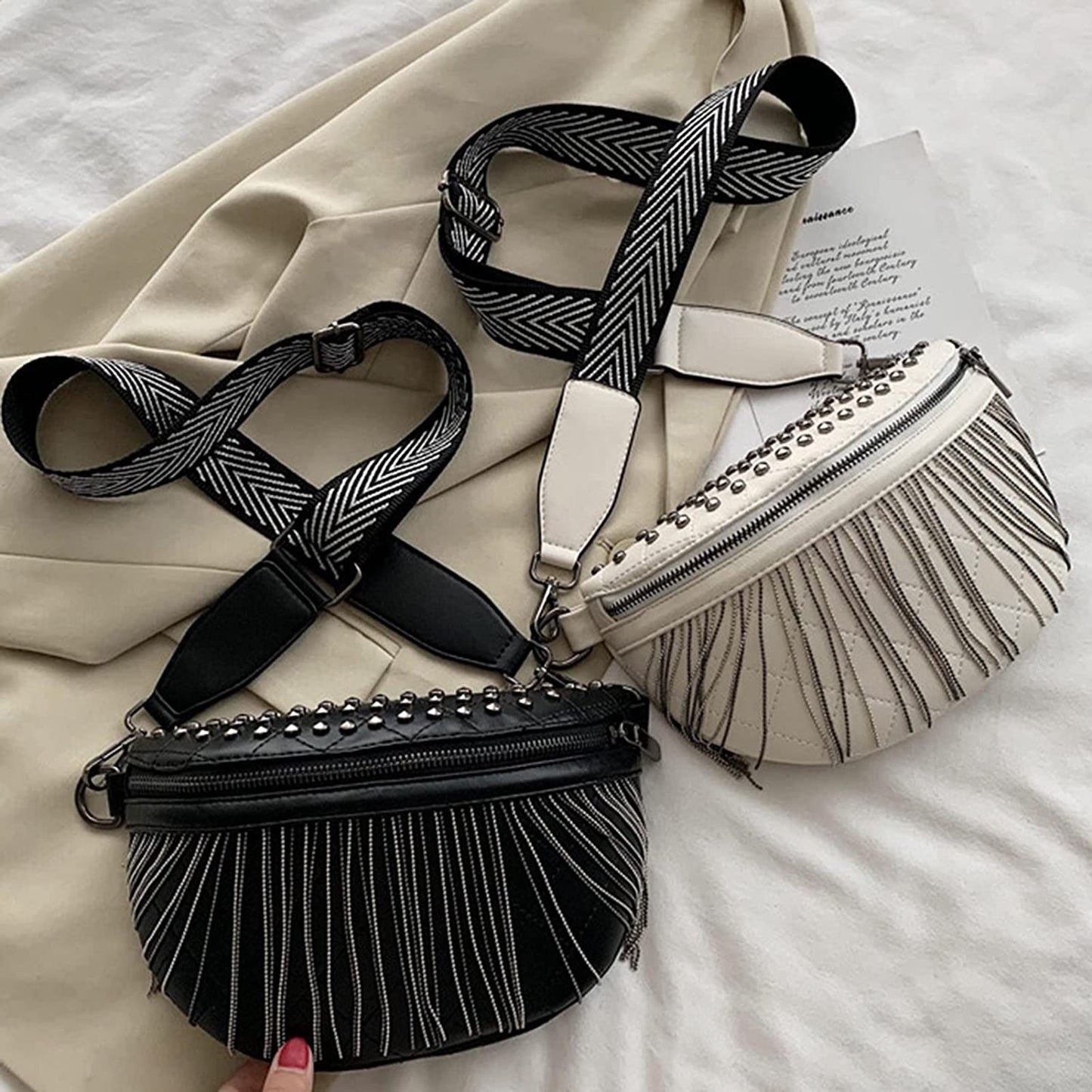 Studded Tassel Sling Bag