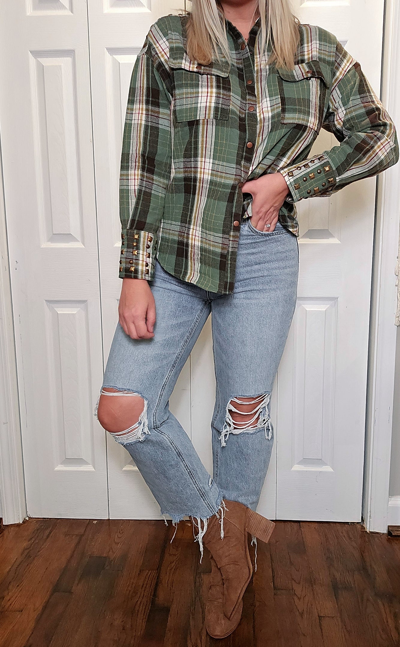 Evergeen Stud Button Up
